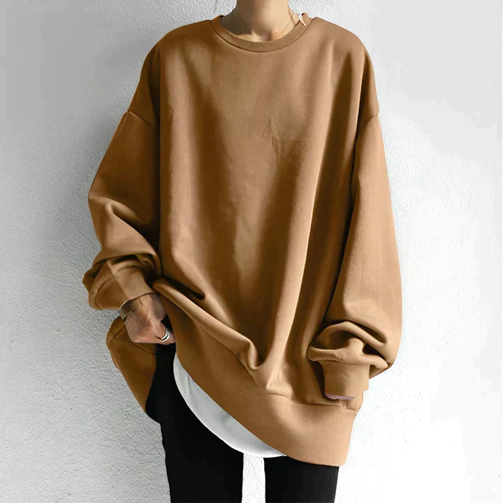 Oversized Round Neck Sweatshirt for Women | Long Sleeves