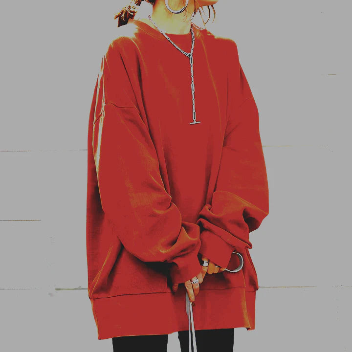 Oversized Round Neck Sweatshirt for Women | Long Sleeves
